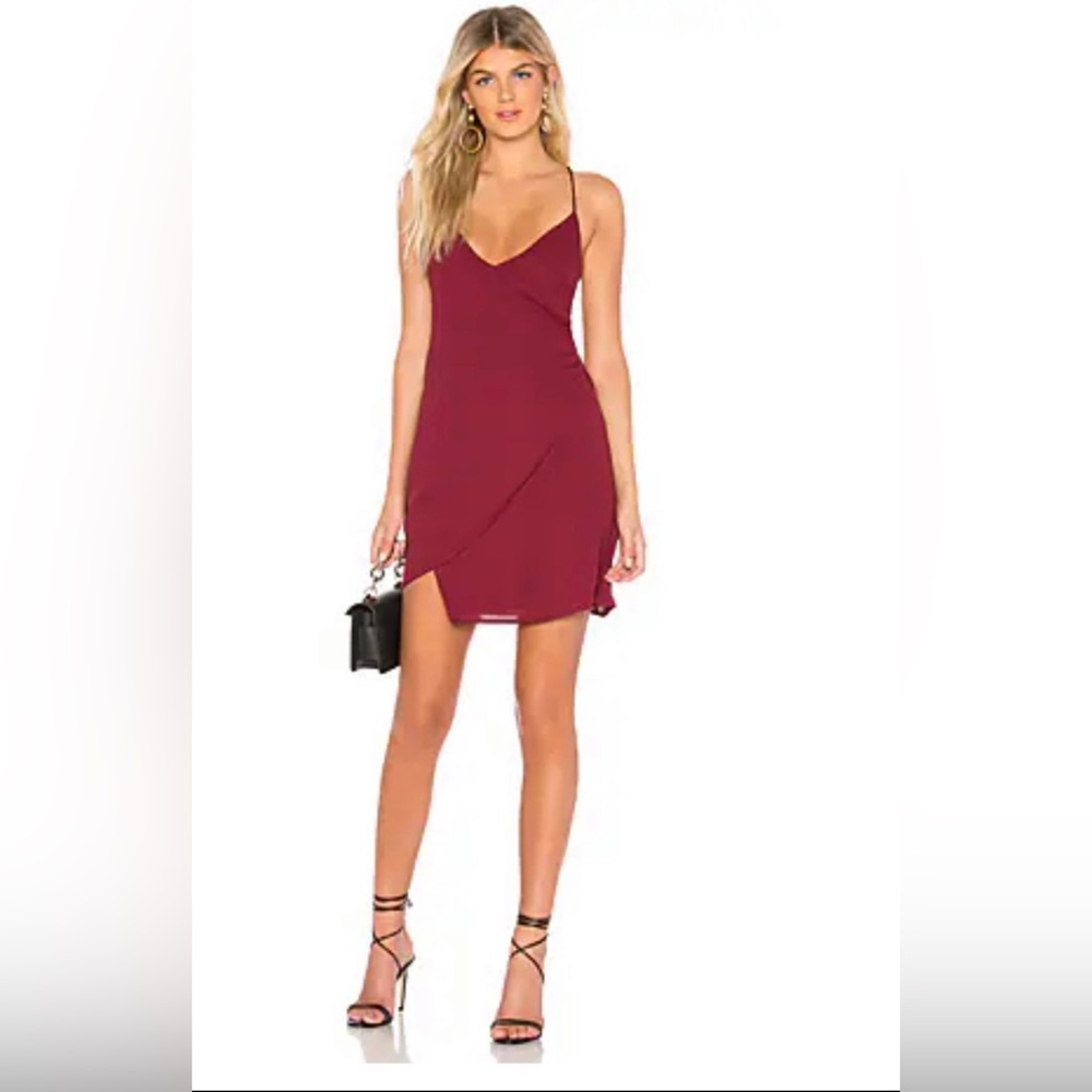By The Way Revolve Aiden Wrap Mini Dress In Wine- new with tags